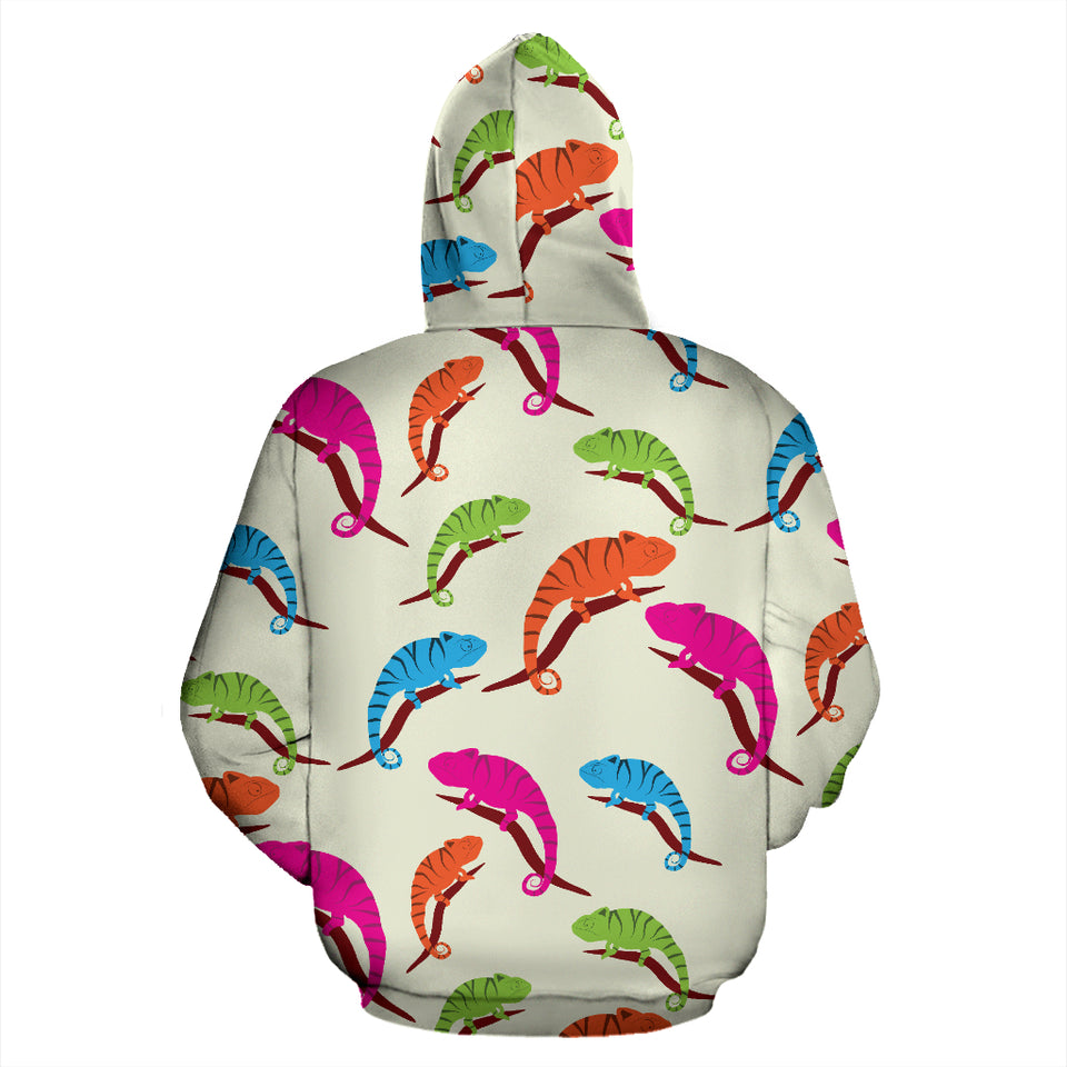 Colorful Chameleon Lizard Pattern Zip Up Hoodie