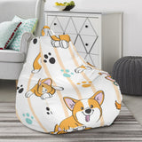 Cute Dog Corgi Striped Background Pattern Bean Bag Cover