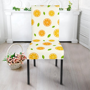 Oranges Leaves Pattern Dining Chair Slipcover