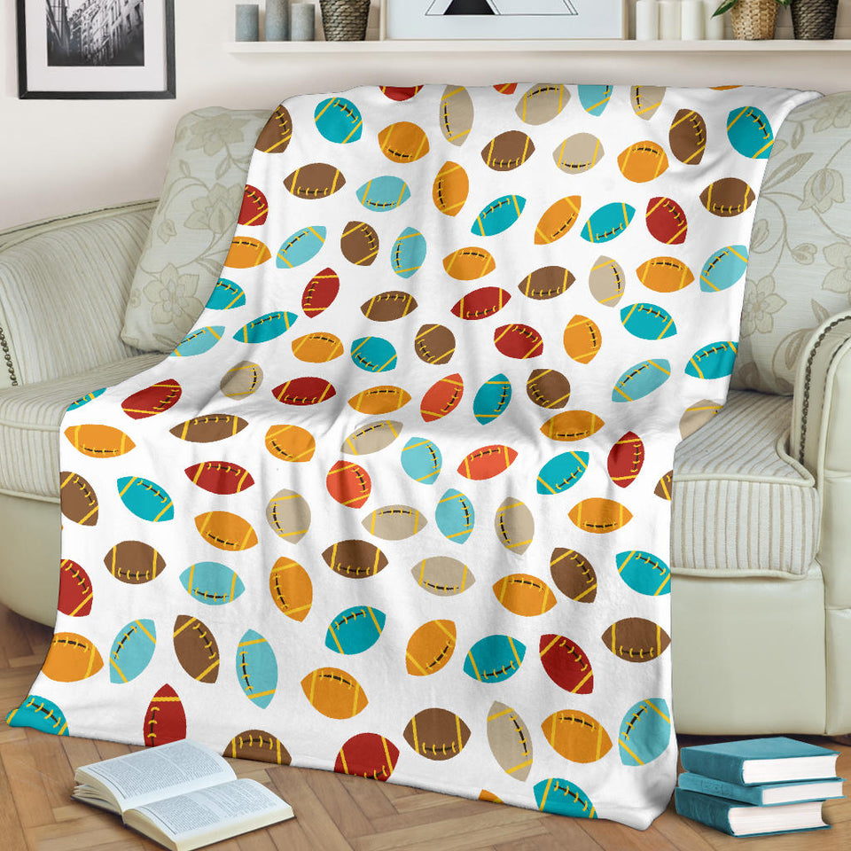 Colorful American Football Ball Pattern Premium Blanket