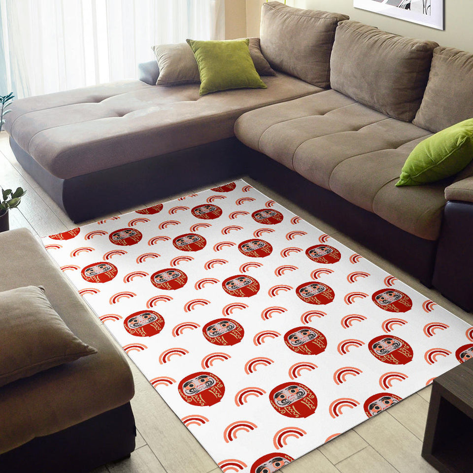 Daruma Japanese Wooden Doll Design Pattern Area Rug