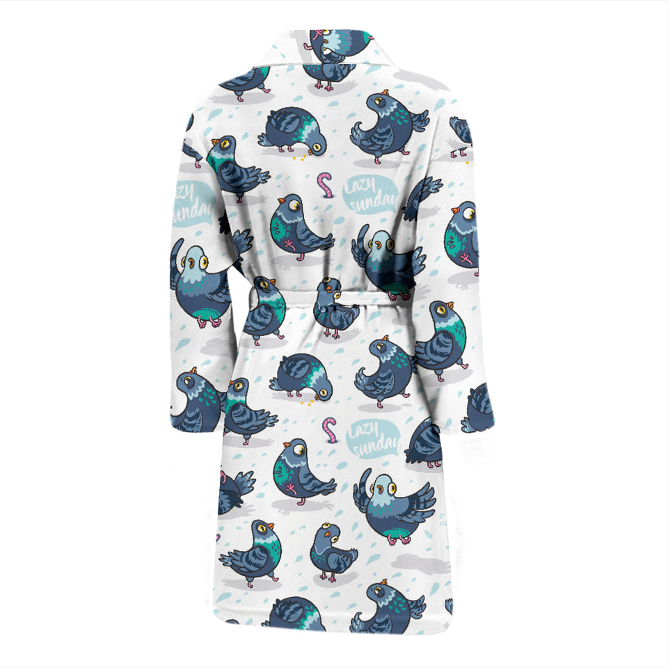 Pigeon Pattern Print Design 02 Men's Bathrobe