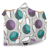 Bowling Ball And Pin Gray Background Hooded Blanket