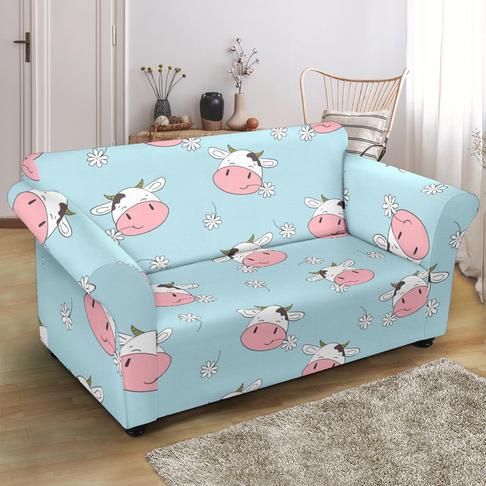 Cute Cow Flower Pattern Loveseat Couch Slipcover