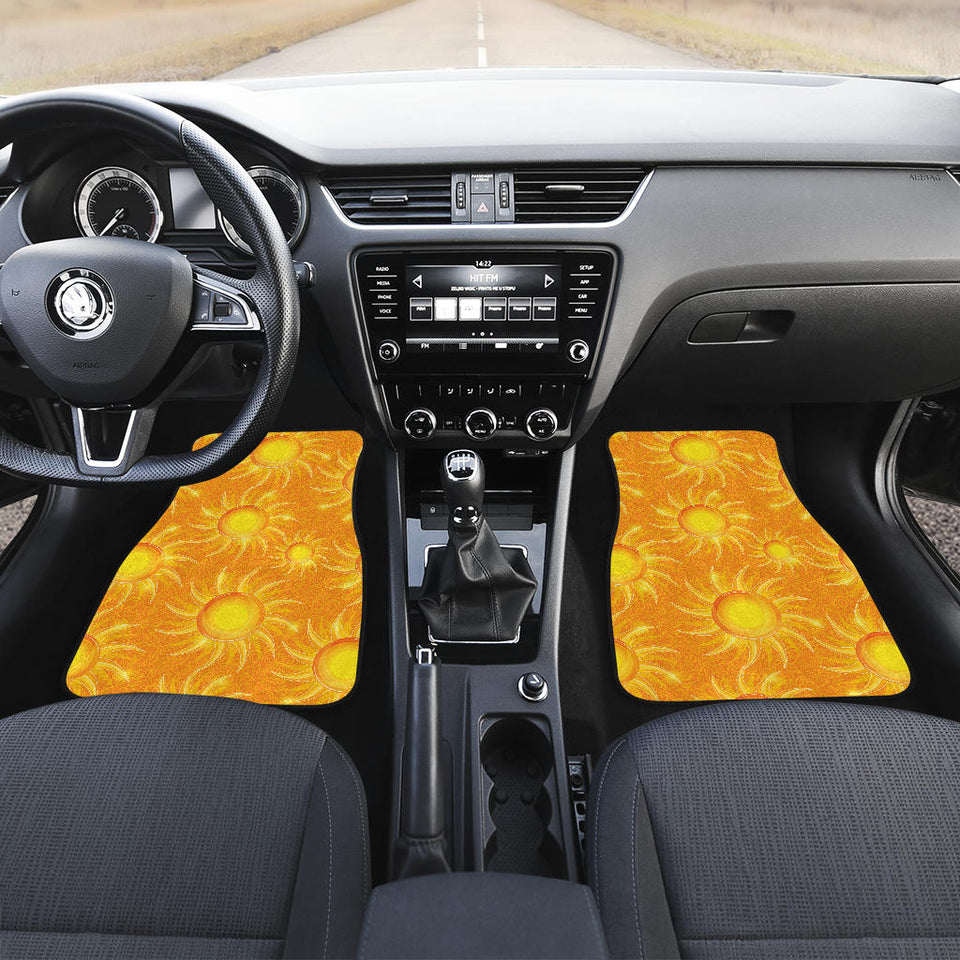 Sun Orange Background Front And Back Car Mats