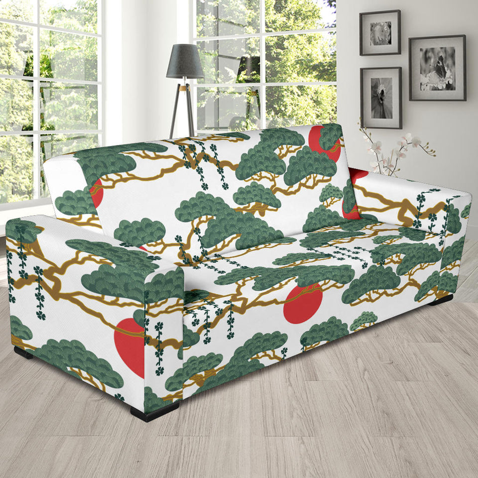 Bonsai Red Sun Japanese Pattern Sofa Slipcover
