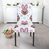 Cute Pug Hat Rabbit Costume Pattern Dining Chair Slipcover
