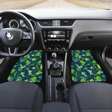 Lime Ice Flower Pattern Front And Back Car Mats