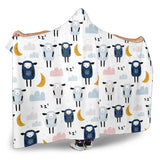 Cute Sleeping Sheep Moon Cloud Pattern Hooded Blanket