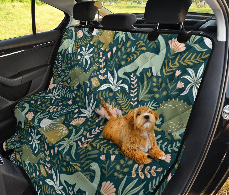 Dinosaurs Tropical Leaves Flower Pattern Dog Car Seat Covers