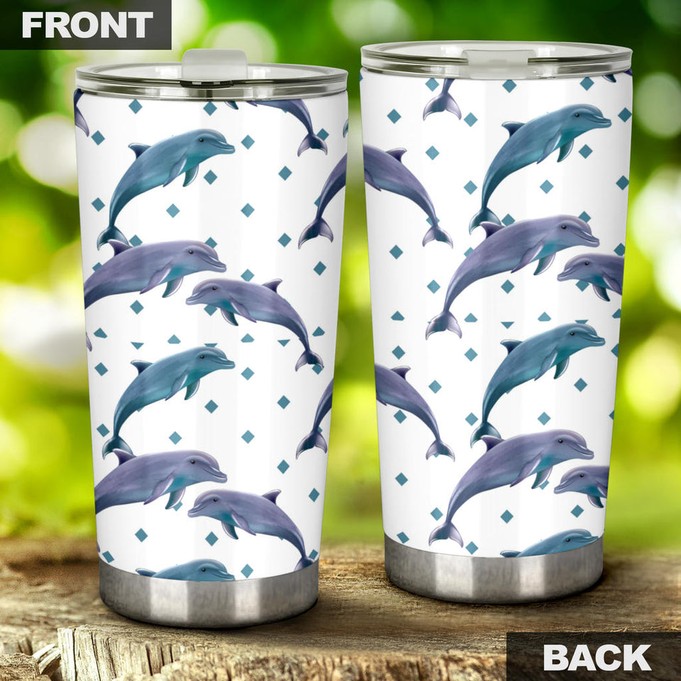 Dolphins Pattern Dotted Background Tumbler