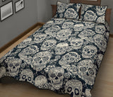 Sugar skull black white pattern Quilt Bed Set