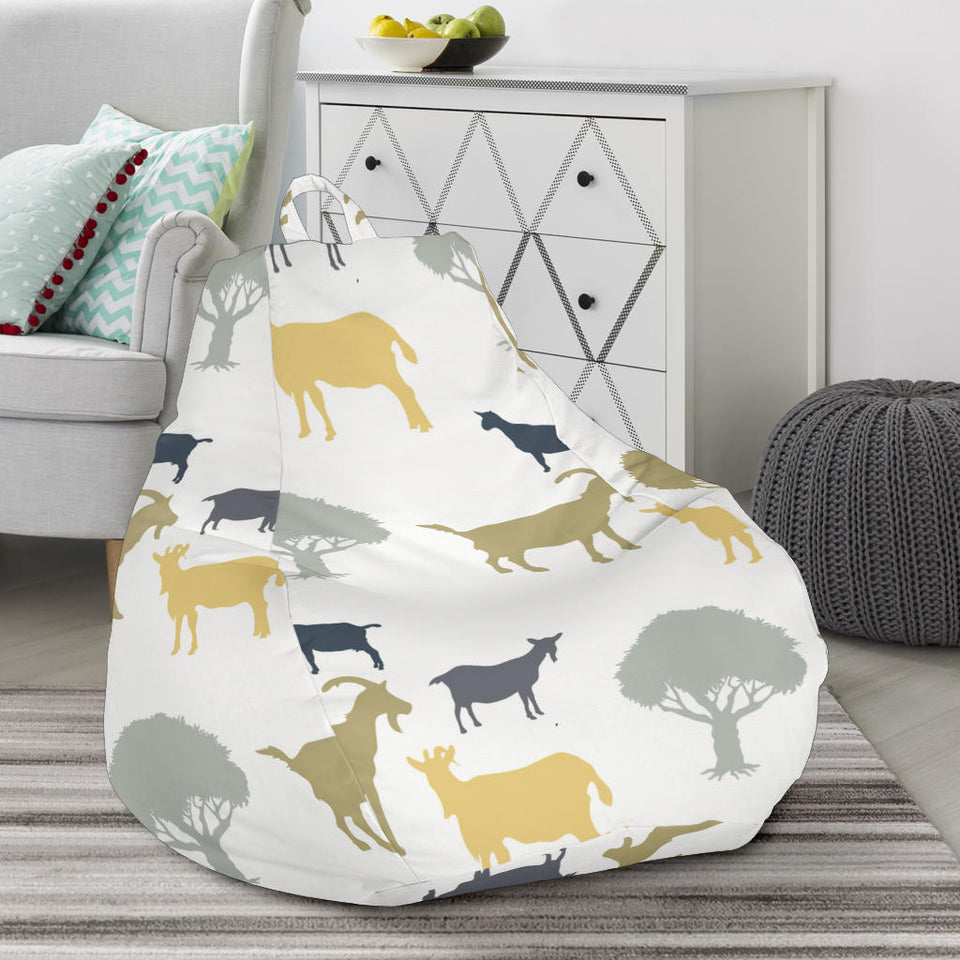 Silhouettes Of Goat And Tree Pattern Bean Bag Cover