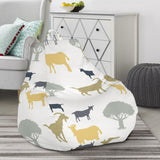 Silhouettes Of Goat And Tree Pattern Bean Bag Cover