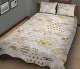 Beautiful gold japanese pattern Quilt Bed Set