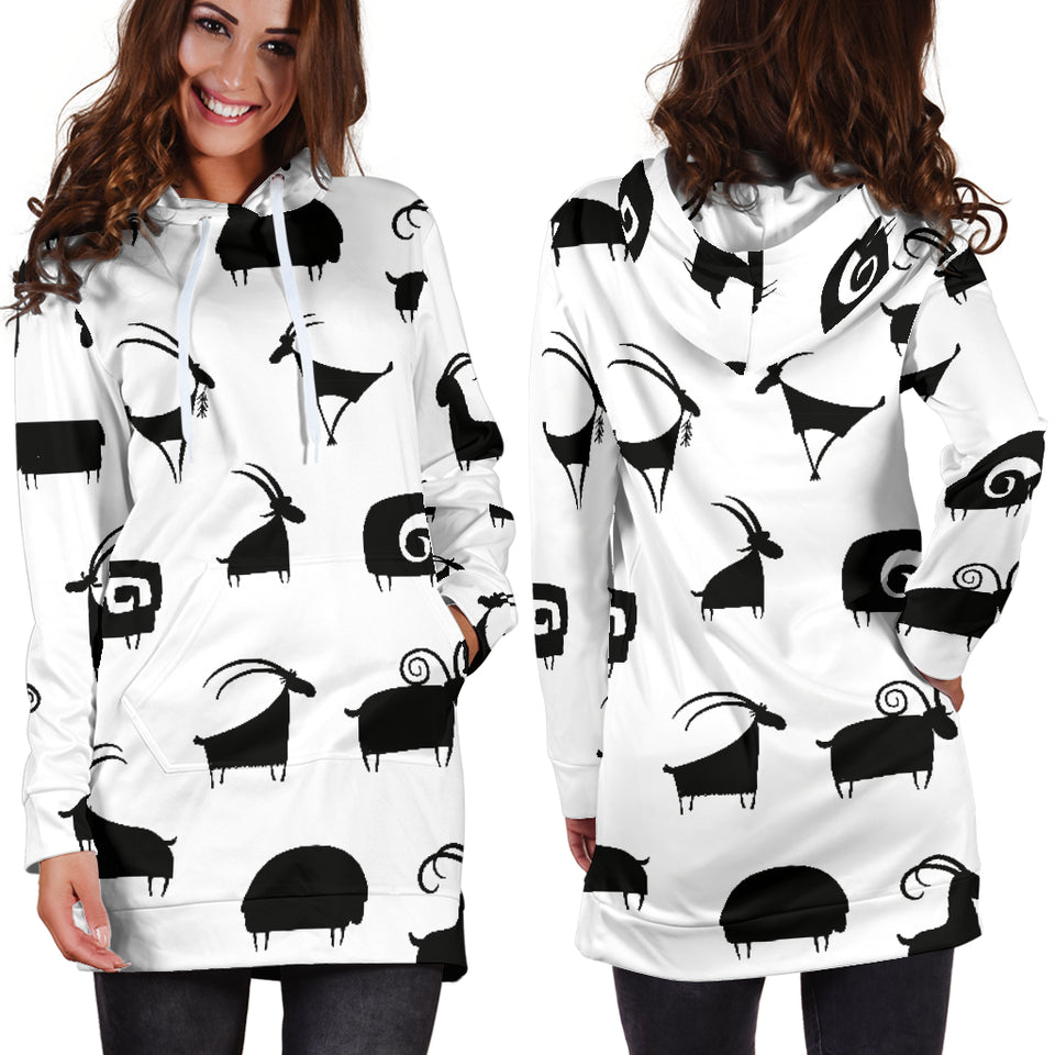 Goat Ram Pattern Women'S Hoodie Dress