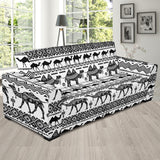 Camel Polynesian Tribal Pattern Sofa Slipcover