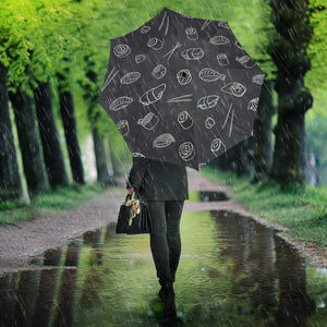 Sushi Pattern Black Background Umbrella