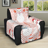 Cute snowman christmas tree snowpink background Recliner Cover Protector