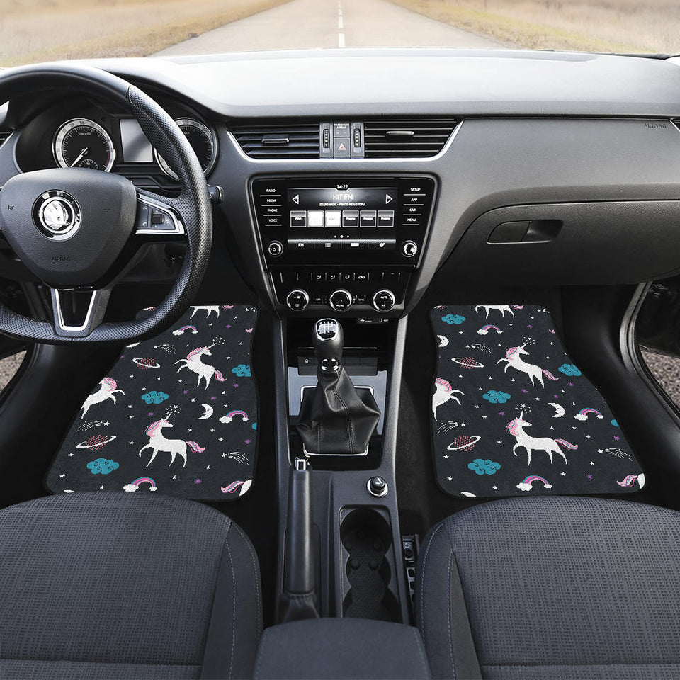 Unicorn Rainbows Moon Clound Star Pattern Front And Back Car Mats