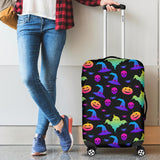 Colorful Halloween Background Cabin Suitcases Luggages