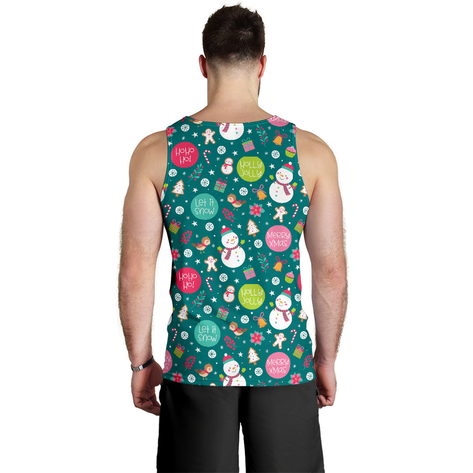 Snowman bird decorative elements christmas pattern Men Tank Top