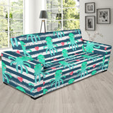 Cute Octopuses Heart Striped Background Sofa Slipcover