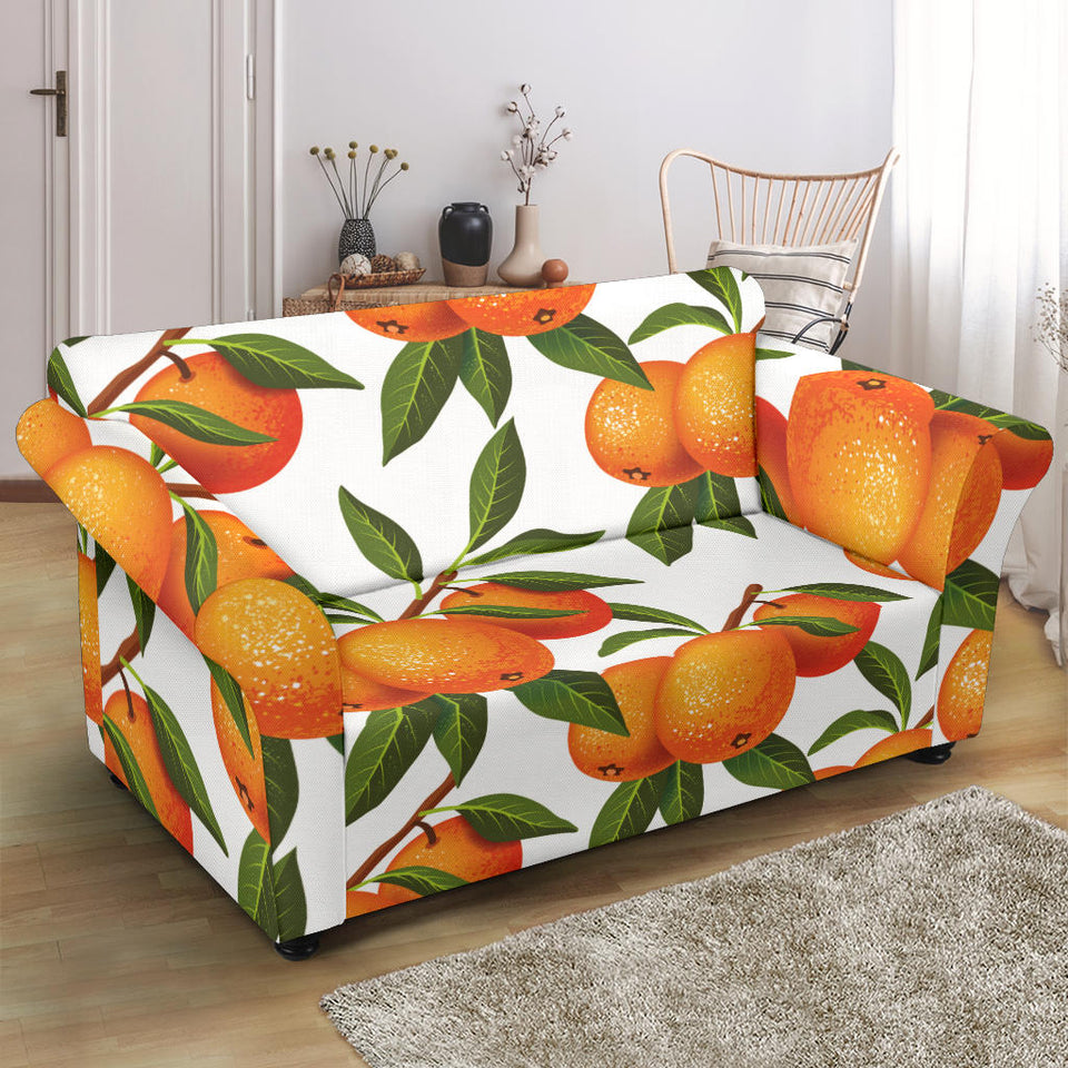 Oranges Pattern Background Loveseat Couch Slipcover