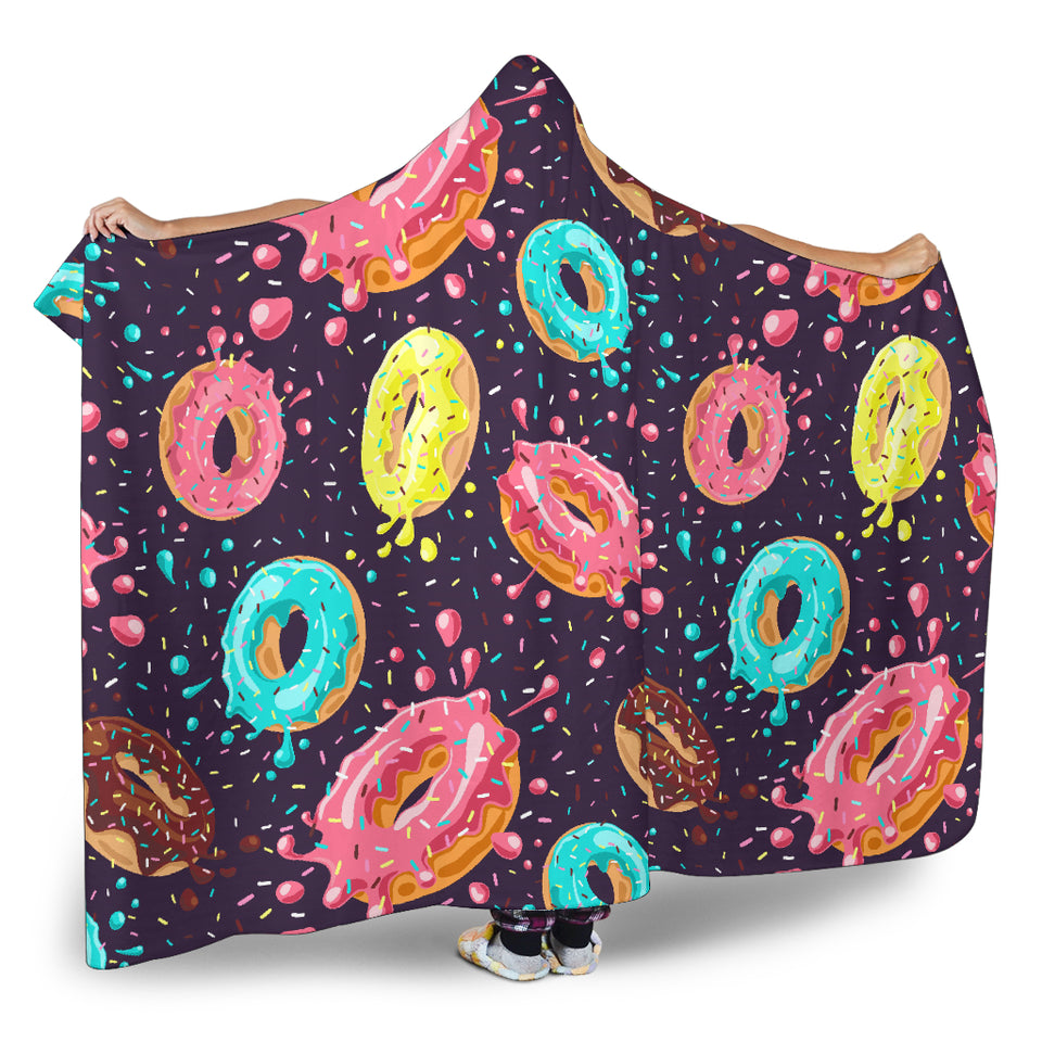 Colorful Donut Glaze Pattern Hooded Blanket