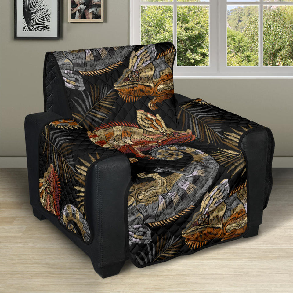 Chameleon lizard tropical leaves palm tree Recliner Cover Protector