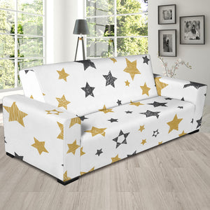 Hand Drawn Gold Black Star Pattern Sofa Slipcover