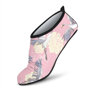 Japanese Crane Rose Pattern Aqua Shoes