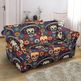 Sugar Skulls Flower Maxican Pattern Loveseat Couch Slipcover