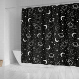 Hand Drawn Space Rocket Star Planet Shower Curtain Fulfilled In US