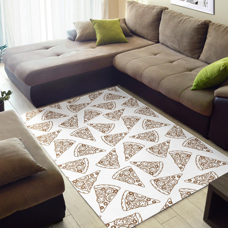 Hand Drawn Pizza Pattern Area Rug