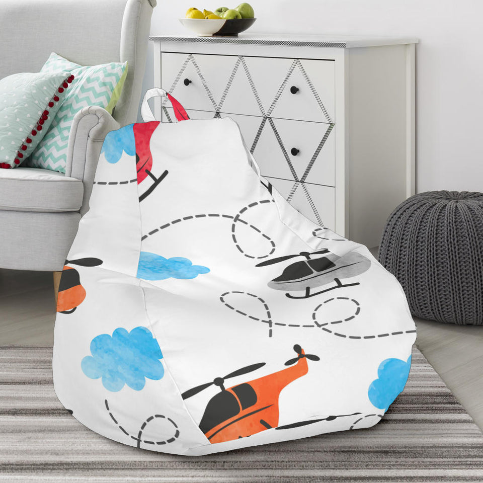 Watercolor Helicopter Cloud Pattern Bean Bag Cover