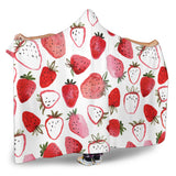 Watercolor Hand Drawn Beautiful Strawberry Pattern Hooded Blanket