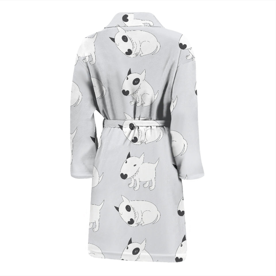 Bull Terrier Pattern Print Design 01 Men's Bathrobe