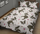 Boston terrier dog hearts vector pattern Quilt Bed Set
