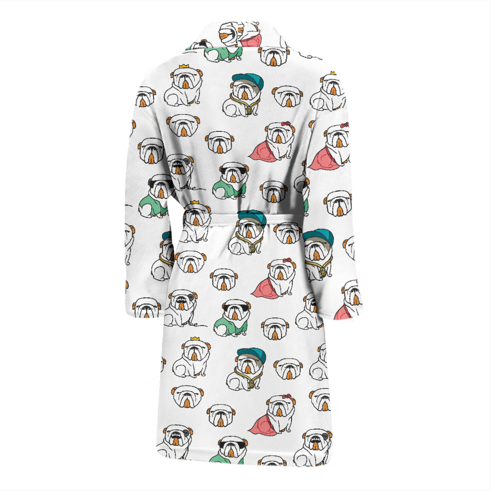 English Bulldog Pattern Print Design 03 Men's Bathrobe