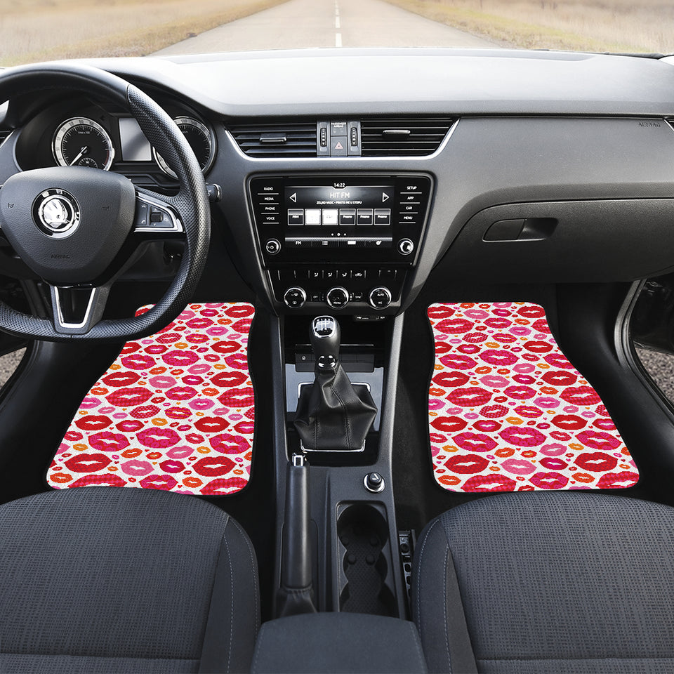 Lips Pattern Print Design 01 Front and Back Car Mats