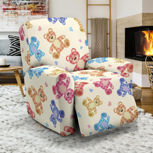 Teddy Bear Pattern Print Design 05 Recliner Chair Slipcover