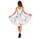 Poodle Dog Rose Cake Pattern Sleeveless Midi Dress