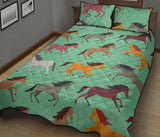 Colorful horses pattern Quilt Bed Set