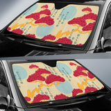 Red Bonsai Gray Sun Japanese Pattern Car Sun Shade