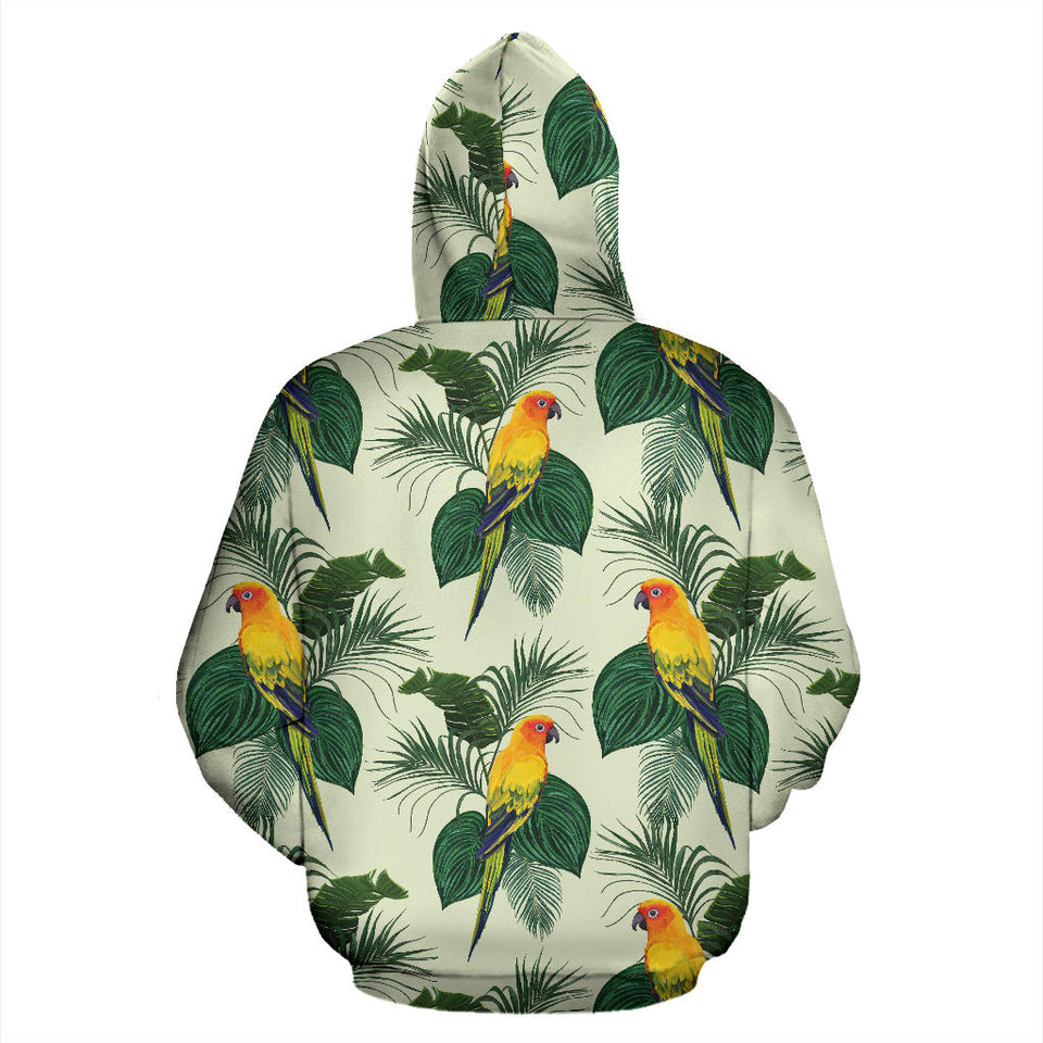 Beautiful Parrot Palm Leaves Pattern Men Women Pullover Hoodie