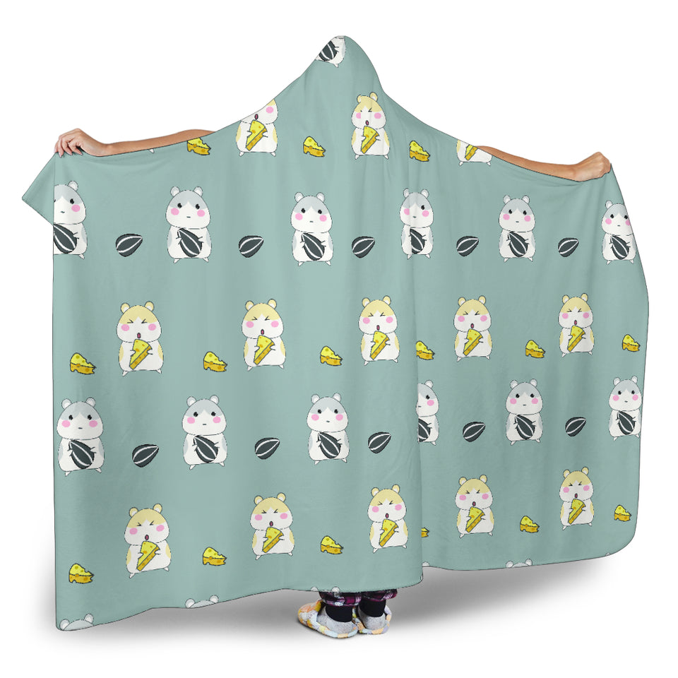 Cute Hamster Cheese Pattern Hooded Blanket