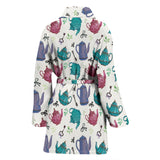 Tea Pots Pattern Print Design 05 Women's Bathrobe