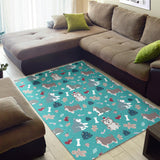 Christmas Cute Siberian Husky Puppie Pattern Area Rug