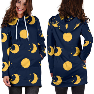 Moon Star Pattern Women'S Hoodie Dress